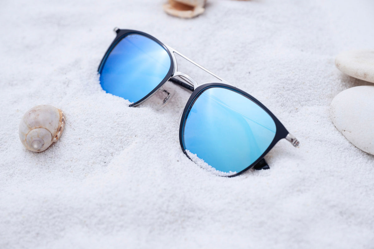 Panama - Black and Silver / Blue Mirror