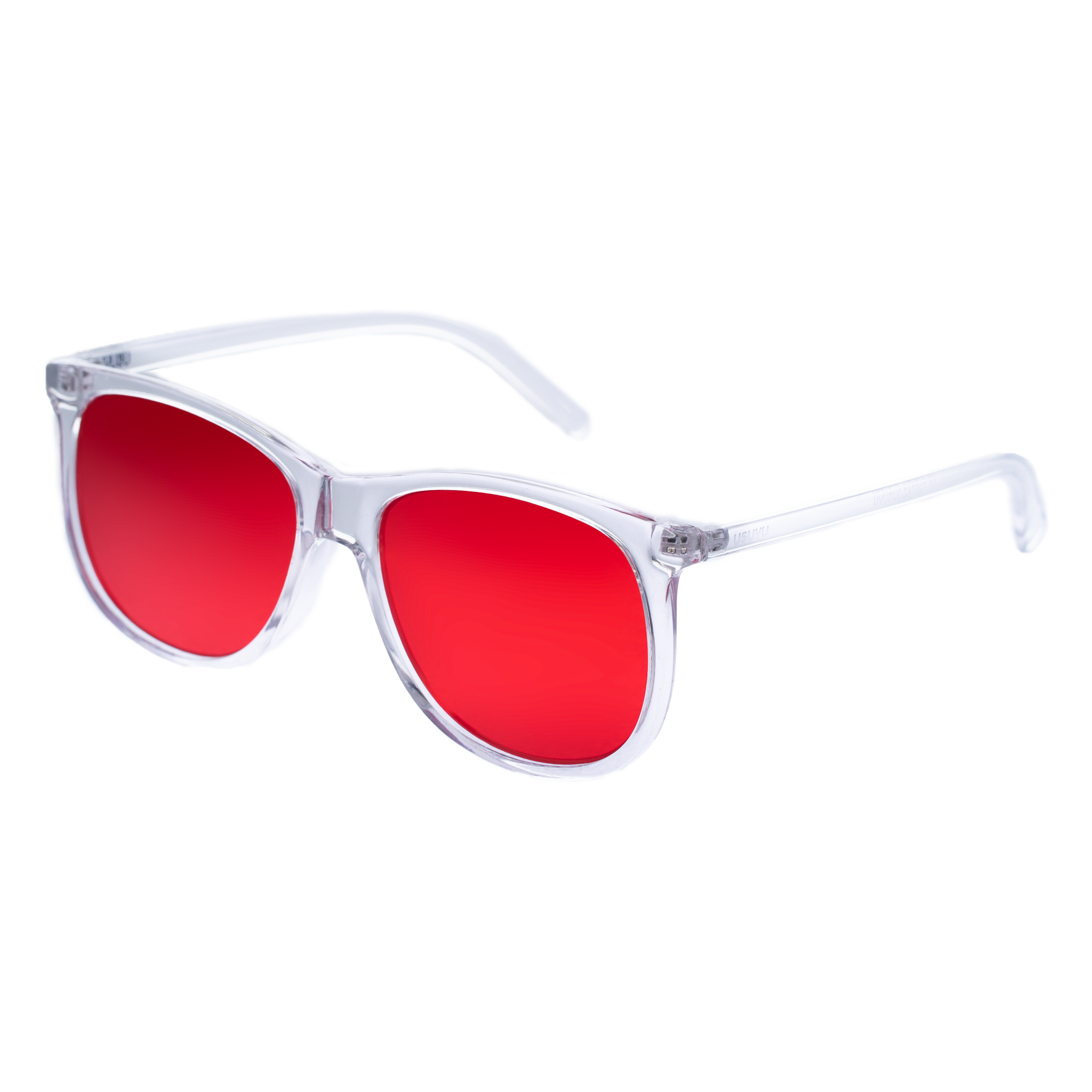 Sunglasses Transparent Red NEW Clear Classic Acetate Rectangle Mirrored Sunglasses with Red  main image 4